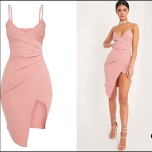 NWT: Pretty Little Thing Front Wrap Crepe Midi Dress